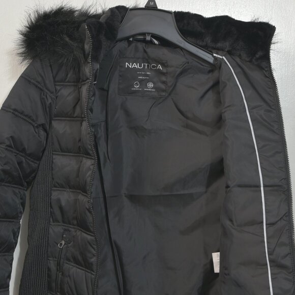 NAUTICA WOMEN'S LIGHT WEIGHT‎ FAUX FUR HOOD PUFFER JACKET - Picture 6 of 6